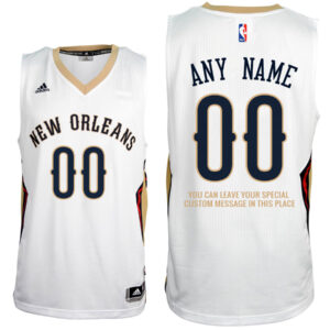 Mens New Orleans Pelicans Home White Custom Message Jersey