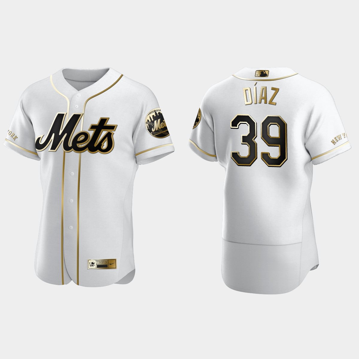 Men's New York Mets Edwin Diaz Golden Edition Jersey - White