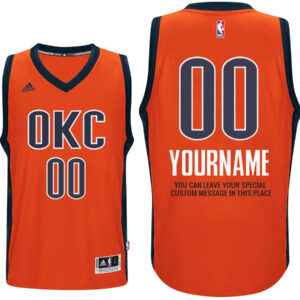 Mens Oklahoma City Thunder Alternate Orange Custom Message Jersey