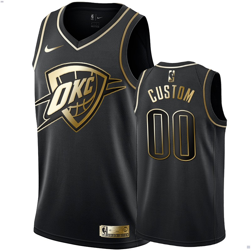Men's Oklahoma City Thunder Custom Black #00 Golden Edition Swingman Jersey