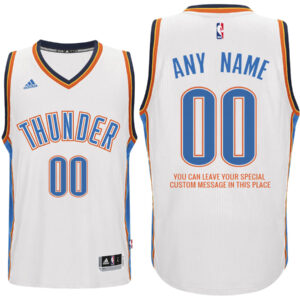 Mens Oklahoma City Thunder Home White Custom Message Jersey