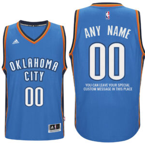 Mens Oklahoma City Thunder Road Light Blue Custom Message Jersey