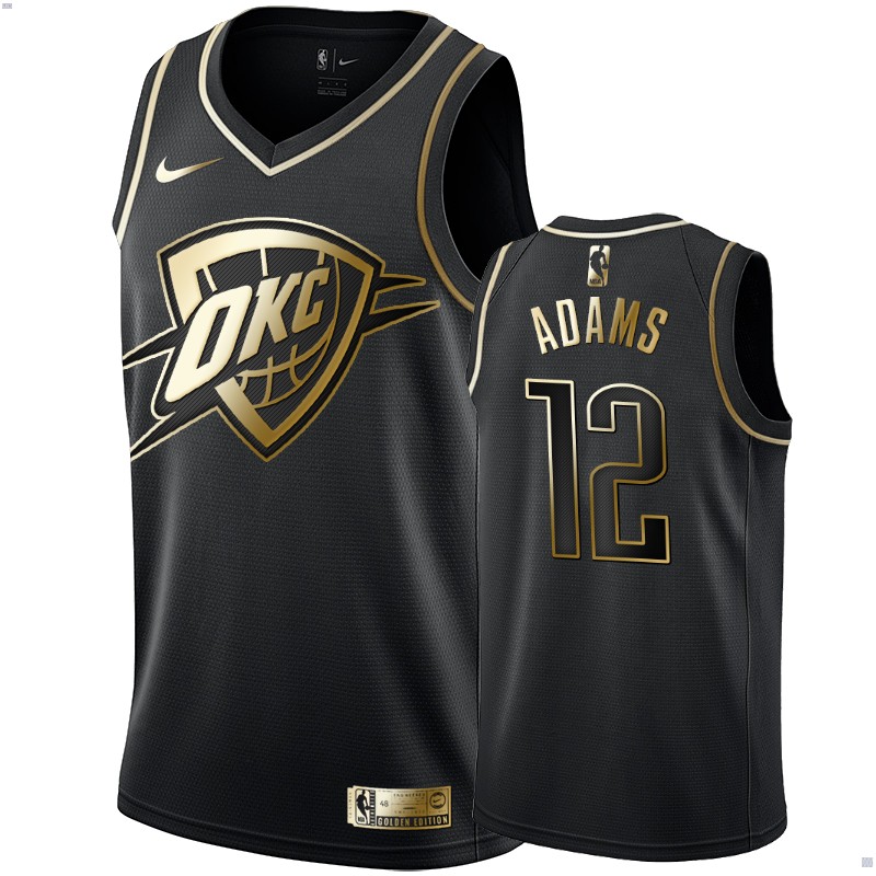 Men's Oklahoma City Thunder Steven Adams Black #12 Golden Edition Swingman Jersey