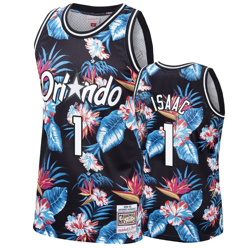 Men's Orlando Magic #1 Jonathan Isaac Floral Fashion Jersey