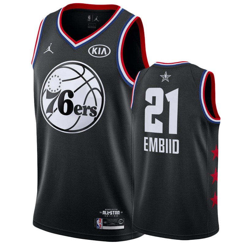 Men's Philadelphia 76ers #21 Joel Embiid All-Star Jersey - Black