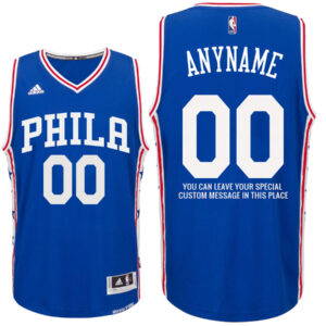 Mens Philadelphia 76ers Alternate Blue Custom Message Jersey