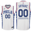 Mens Philadelphia 76ers Home White Custom Message Jersey