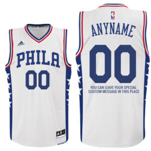 Mens Philadelphia 76ers Home White Custom Message Jersey
