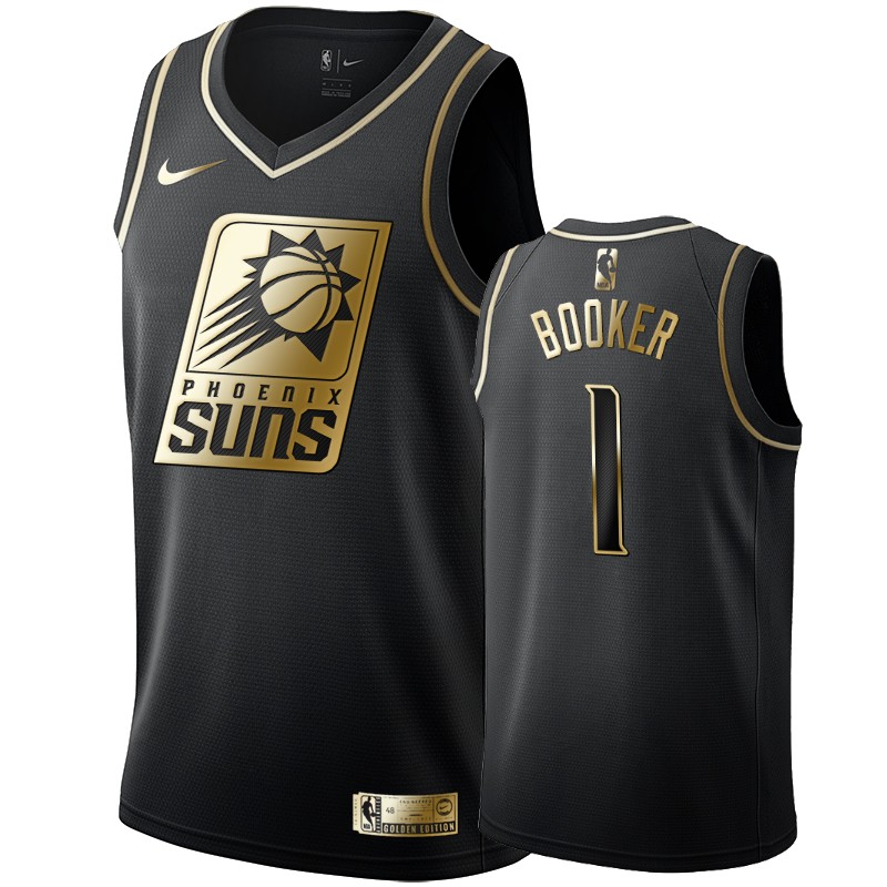 Men's Phoenix Suns Devin Booker Black #1 Golden Edition Swingman Jersey