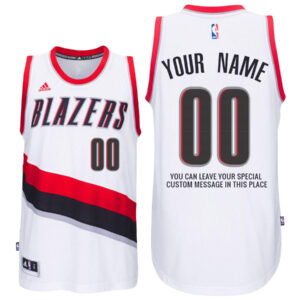 Mens Portland Trail Blazers Home White Custom Message Jersey