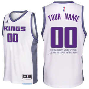 Mens Sacramento Kings Home White Custom Message Jersey