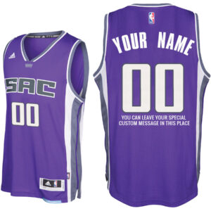 Mens Sacramento Kings Road Purple Custom Message Jersey