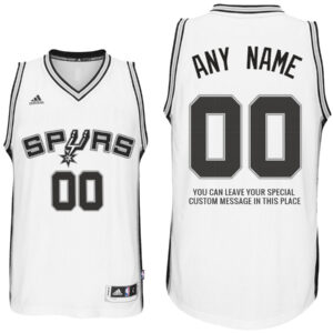 Mens San Antonio Spurs Home White Custom Message Jersey