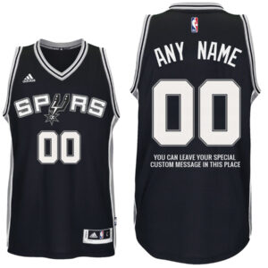 Mens San Antonio Spurs Road Black Custom Message Jersey