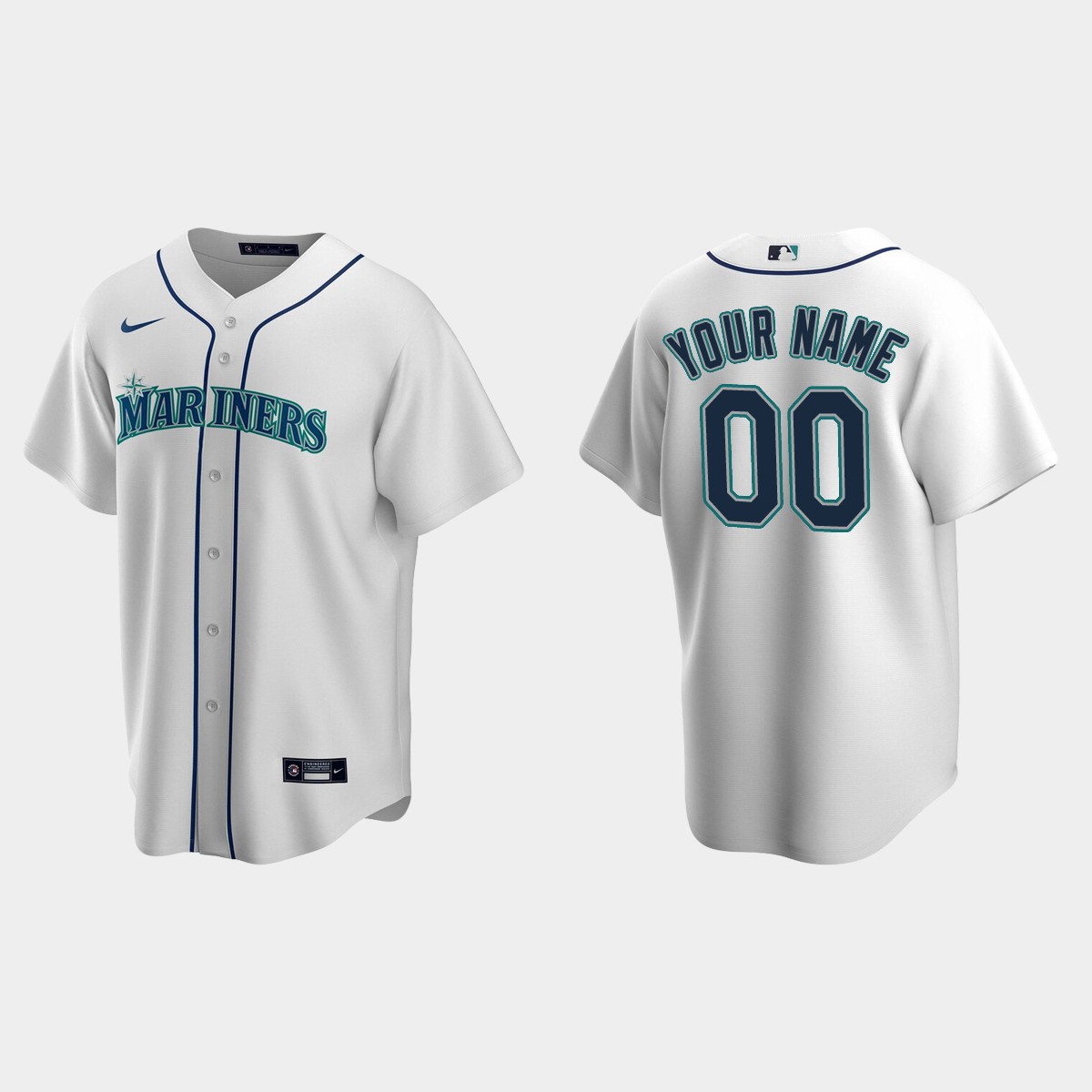 Men's Seattle Mariners White Home Custom Jersey