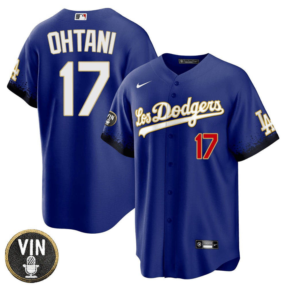 Mens Shohei Ohtani Los Angeles Dodgers City Connect Vin Scully Patch Cool Base Black Limited Jersey