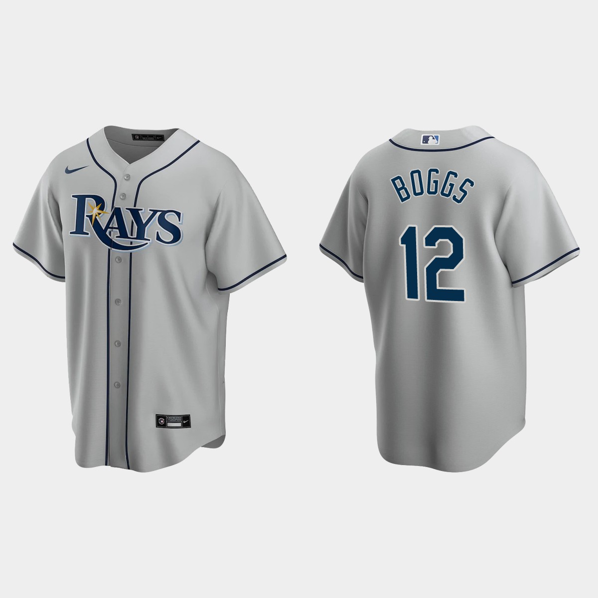 Men's Tampa Bay Rays #12 Wade Boggs Gray Road Jersey