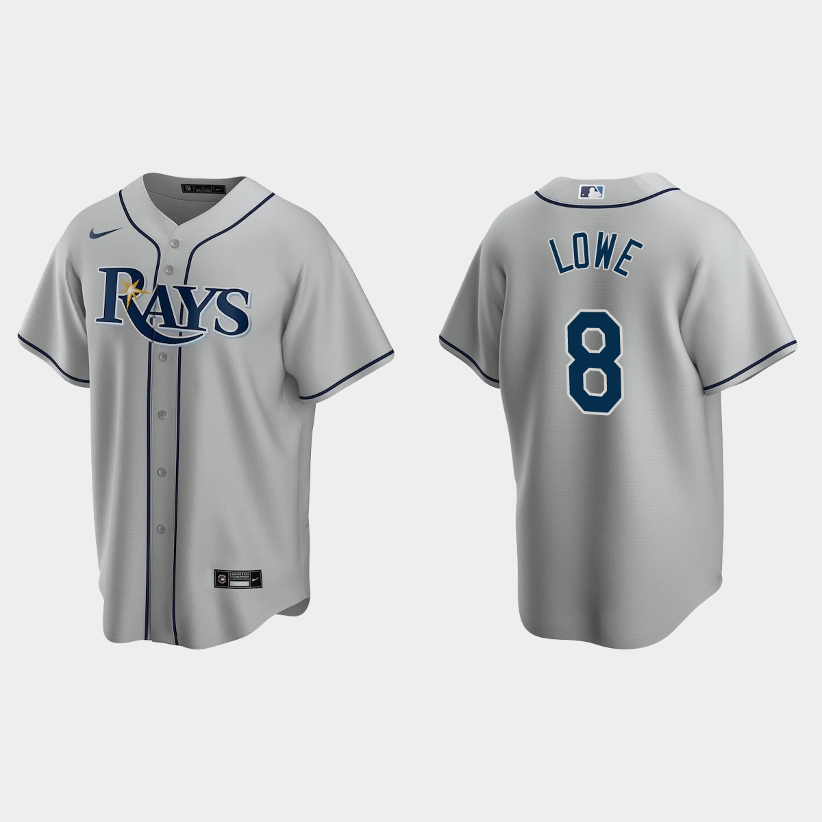 Men's Tampa Bay Rays #8 Brandon Lowe Gray Road Jersey