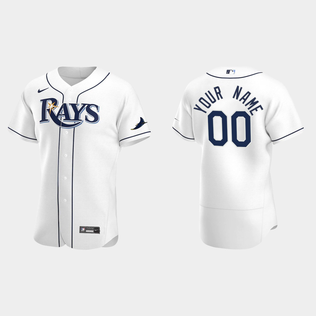 Men's Tampa Bay Rays White Home Custom Jersey