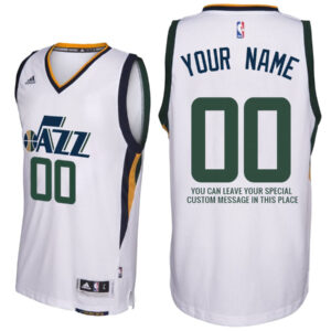 Mens Utah Jazz Home White Custom Message Jersey