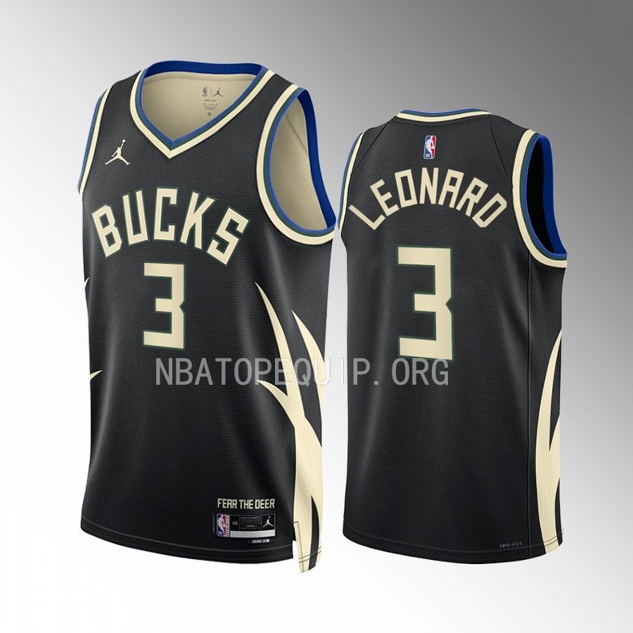 Meyers Leonard Milwaukee Bucks Black #3 Statement Edition Jersey Swingman