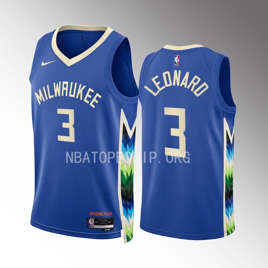 Meyers Leonard Milwaukee Bucks Blue #3 City Edition Jersey Swingman