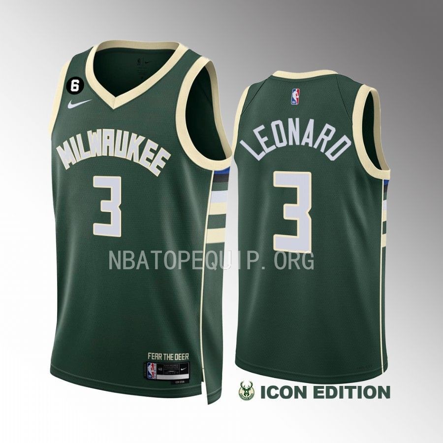 Meyers Leonard Milwaukee Bucks Green #3 Icon Edition Jersey Swingman