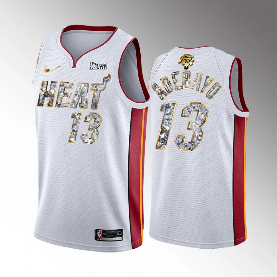 Miami Heat Finals Bam Adebayo White #13 Jersey Diamond Edition