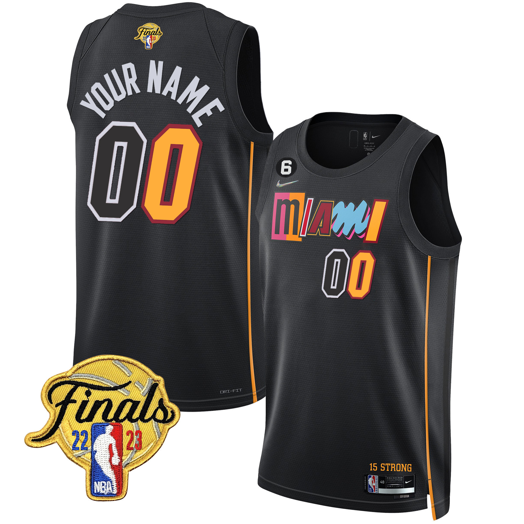 Miami Heat Finals Patch Collection Custom City Black Jersey - All Stitched