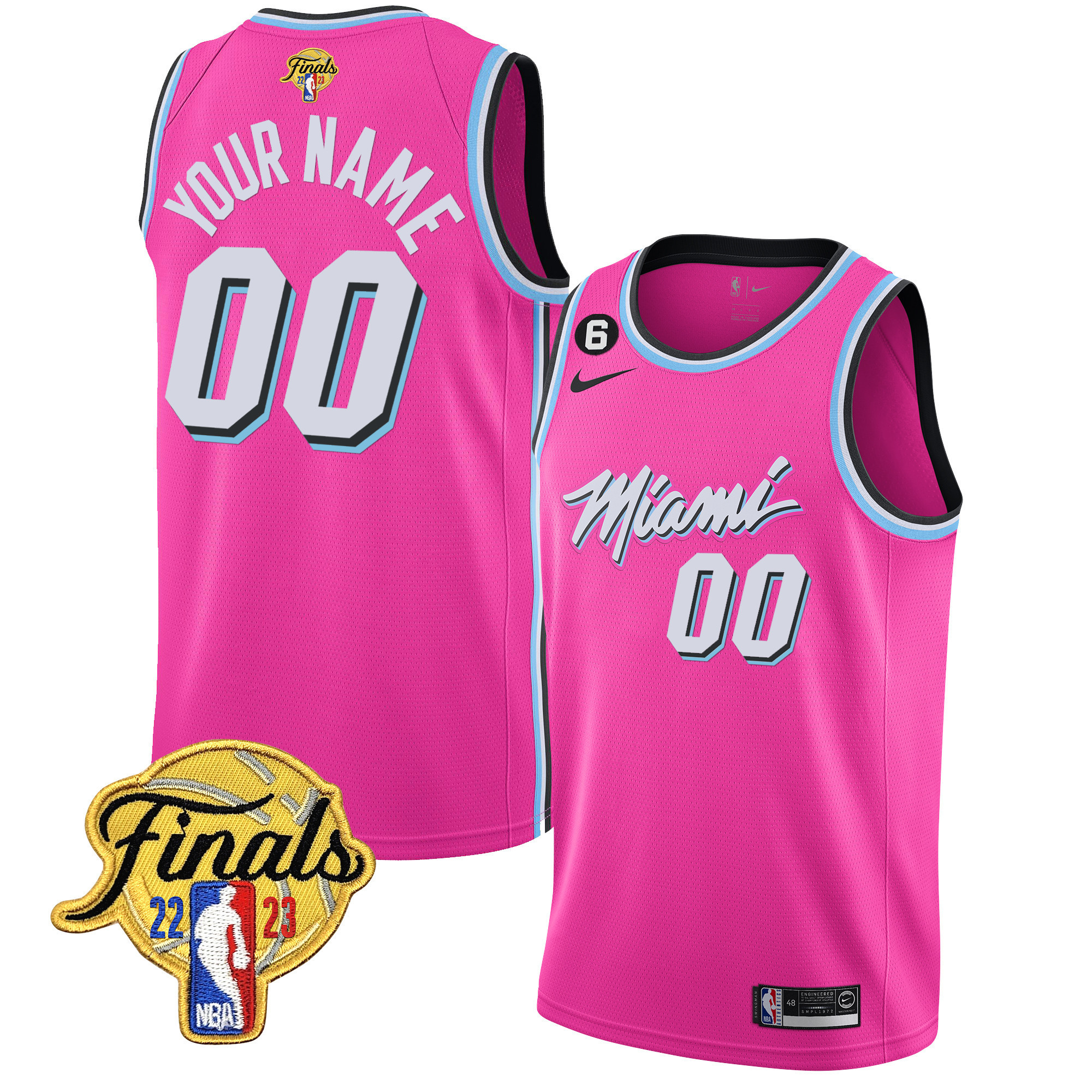 Miami Heat Finals Patch Collection Custom V5 Pink Jersey - All Stitched