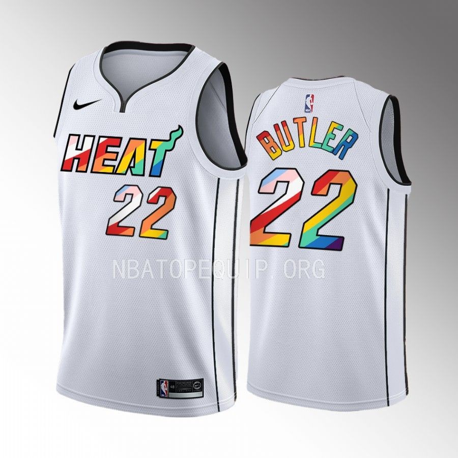 Miami Heat Pride Jimmy Butler White #22 Jersey Rainbow