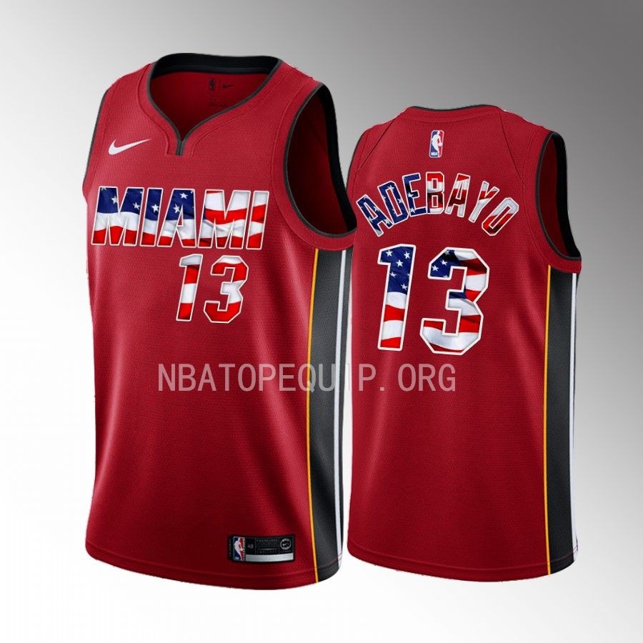 Miami Heat Stars and Stripes Bam Adebayo Red #13 Jersey
