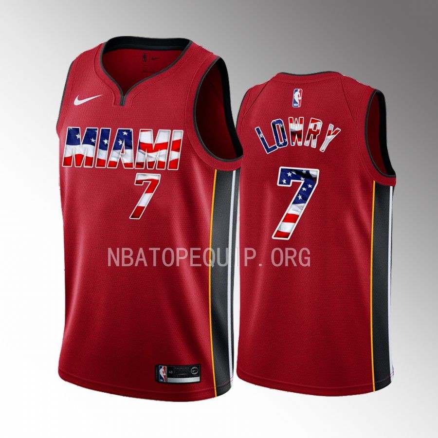 Miami Heat Stars and Stripes Kyle Lowry Red #7 Jersey