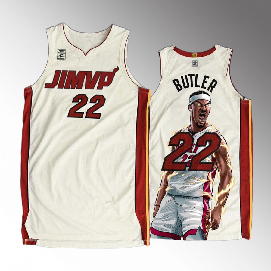 Miami Heat #22 Jimmy Butler Playoff JIMVP White Jersey