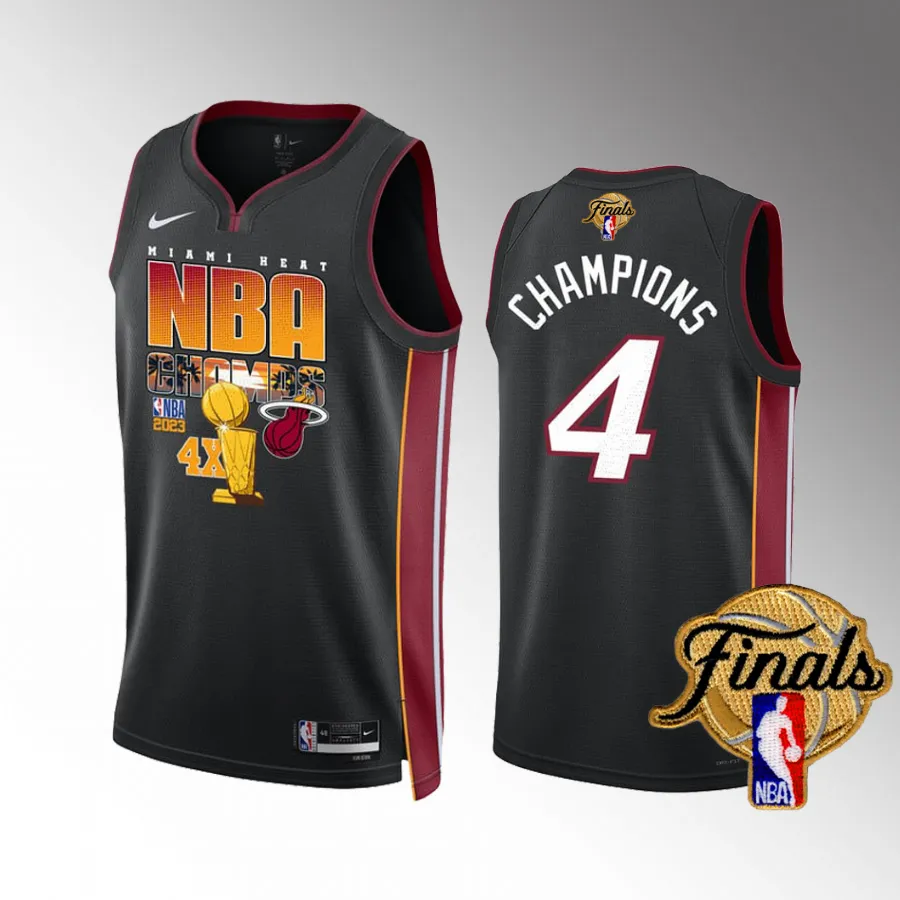 Miami Heat 4X Finals Champions Black #4 Swingman Jersey Men