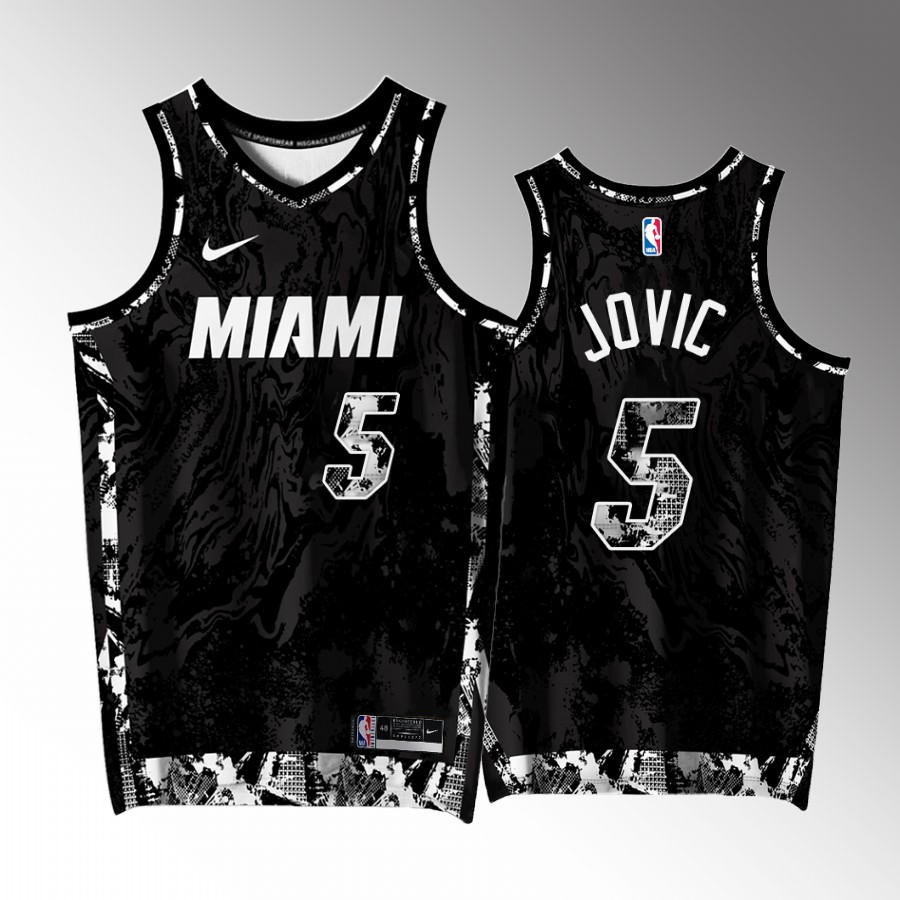 Miami Heat #5 Nikola Jovic FTX Arena Black Jersey Exclusive Edition