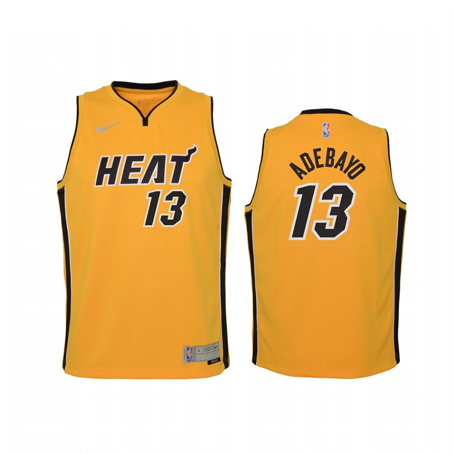 Miami Heat Bam Adebayo Earned Edition Yellow Youth Jersey Swingman #13