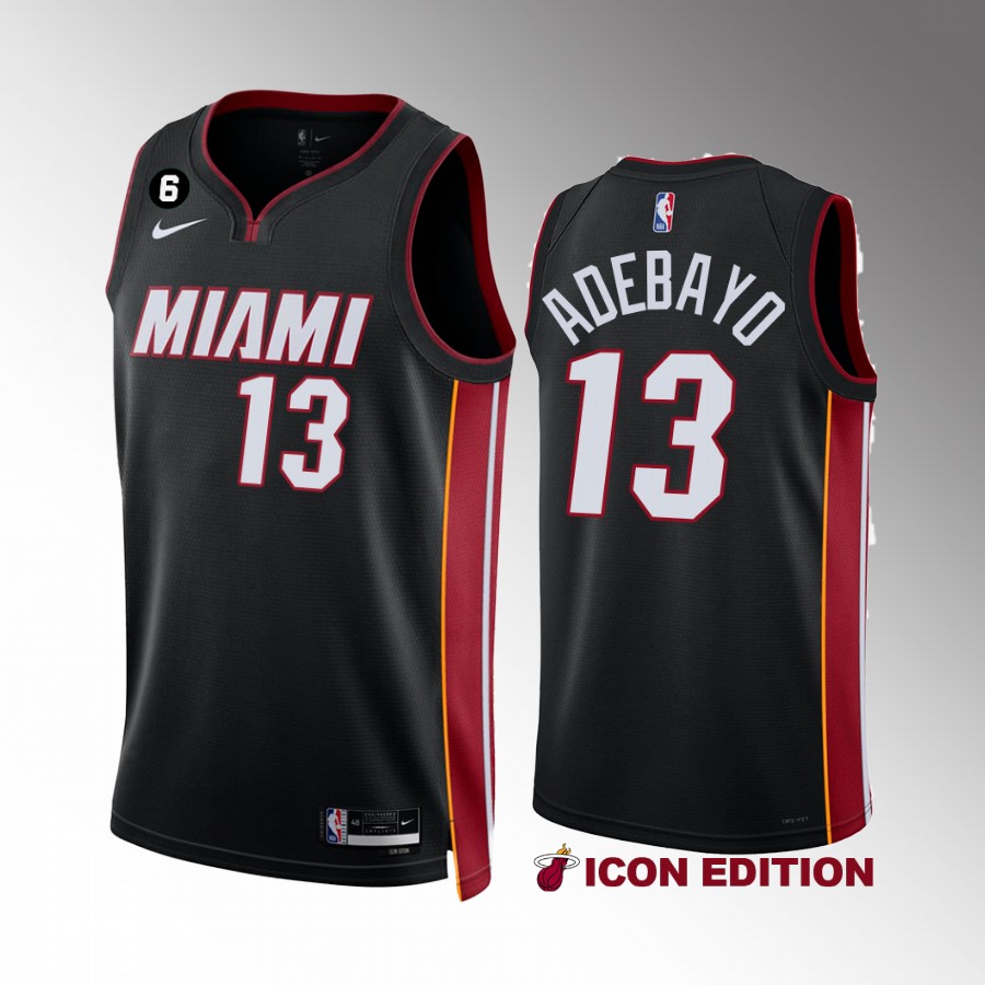 Miami Heat Bam Adebayo Icon Edition Black #13 Jersey NO.6 Patch