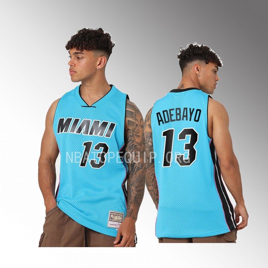 Miami Heat Bam Adebayo Blue Neon Tropical Men Jersey Swingman