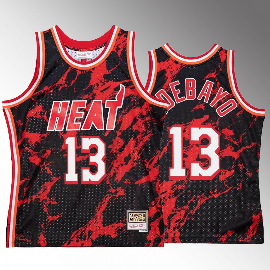 Miami Heat Bam Adebayo Marble Swingman #13 Red Hardwood Classics Jersey