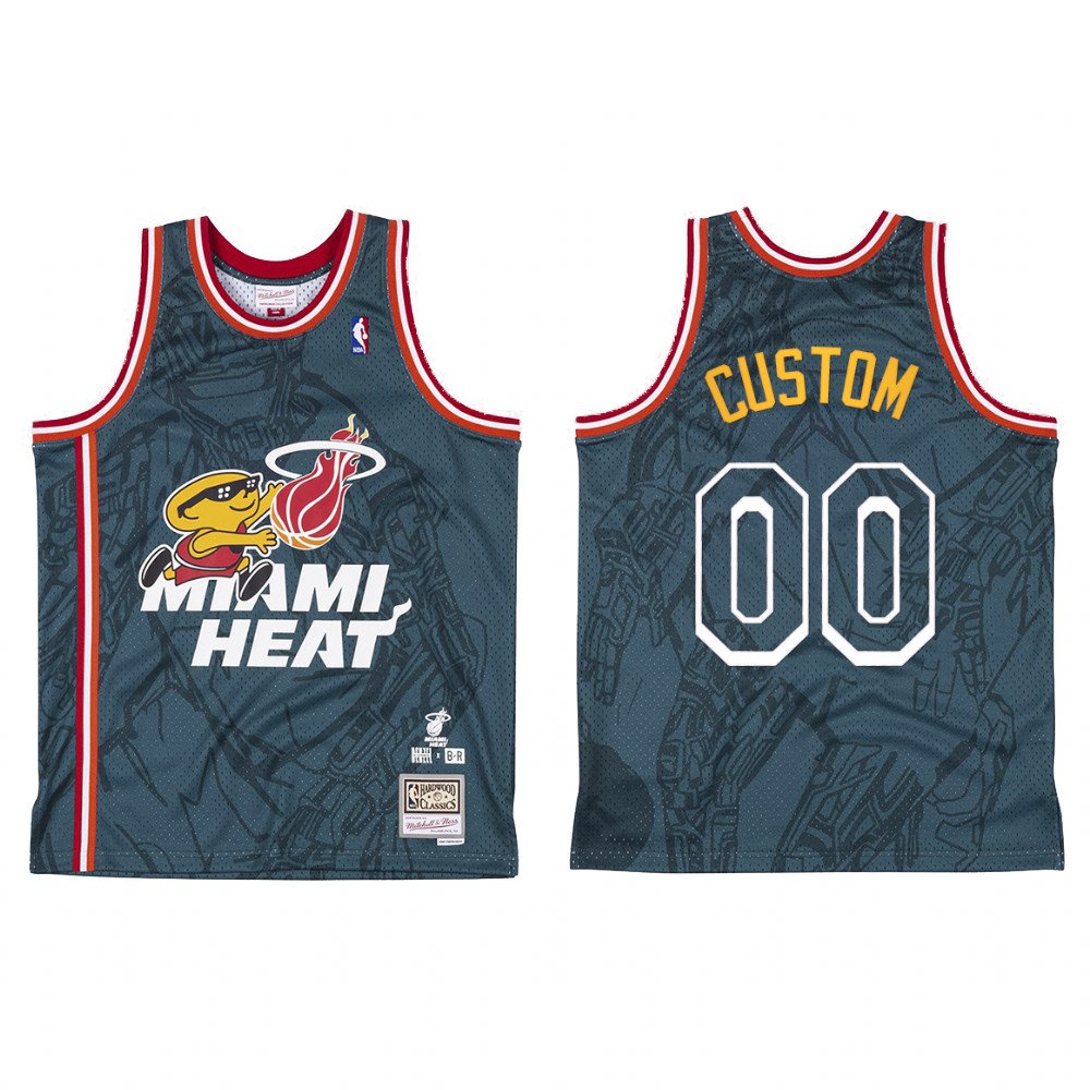 Miami Heat BR Remix Custom #00 Grey-green Jersey