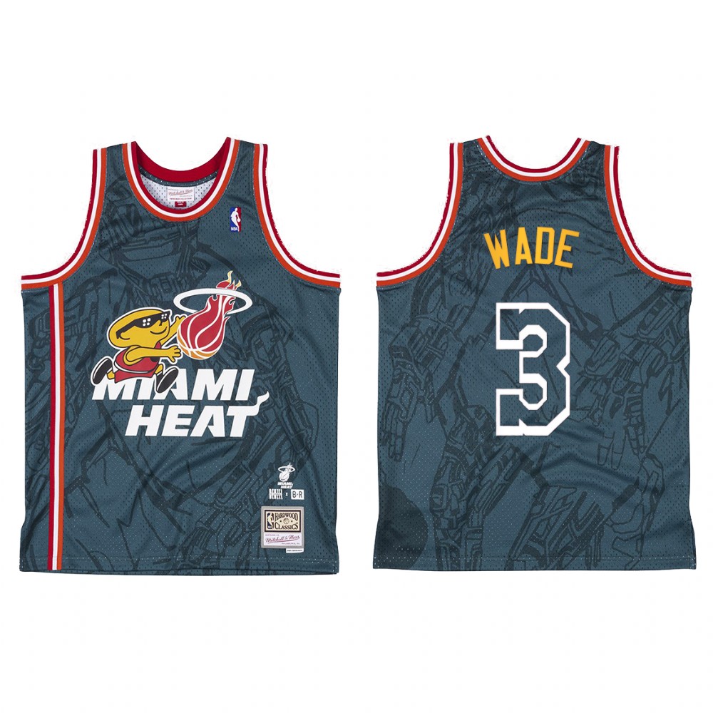 Miami Heat BR Remix Dwyane Wade #3 Grey-green Jersey