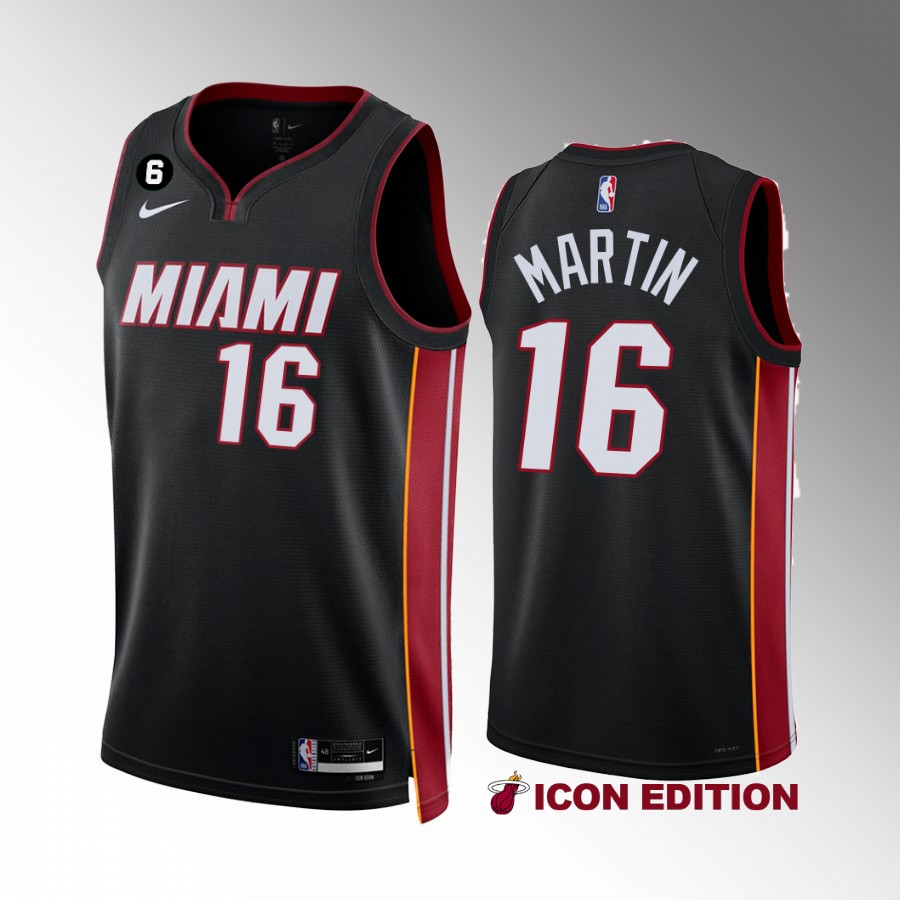 Miami Heat Caleb Martin Icon Edition Black #16 Jersey NO.6 Patch