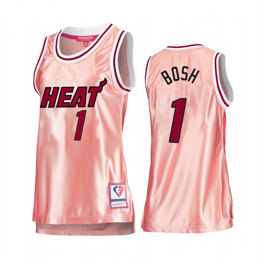 Miami Heat Chris Bosh Rose Gold Pink 75th Anniversary Women's Jersey #1