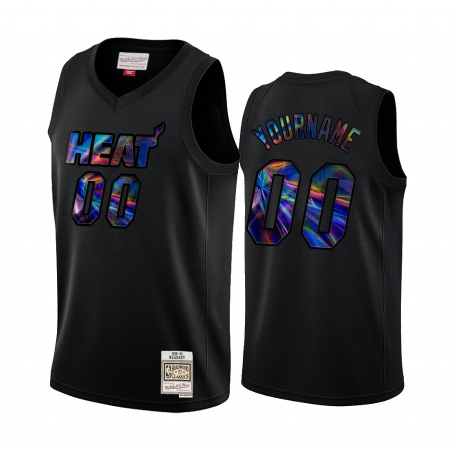 Miami Heat Custom #00 Jersey Iridescent HWC Limited Black Holographic
