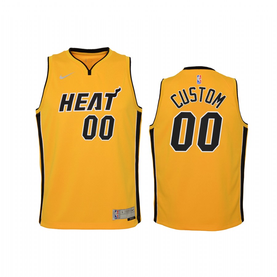 Miami Heat Custom Earned Edition Yellow Youth Jersey #00