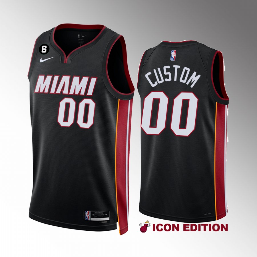 Miami Heat Custom Icon Edition Black #00 Jersey NO.6 Patch