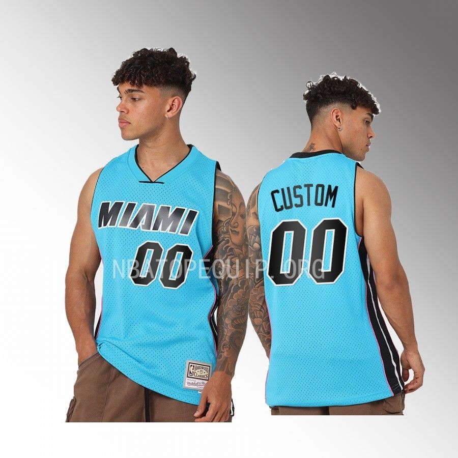 Miami Heat Custom Blue Neon Tropical Men Jersey Swingman