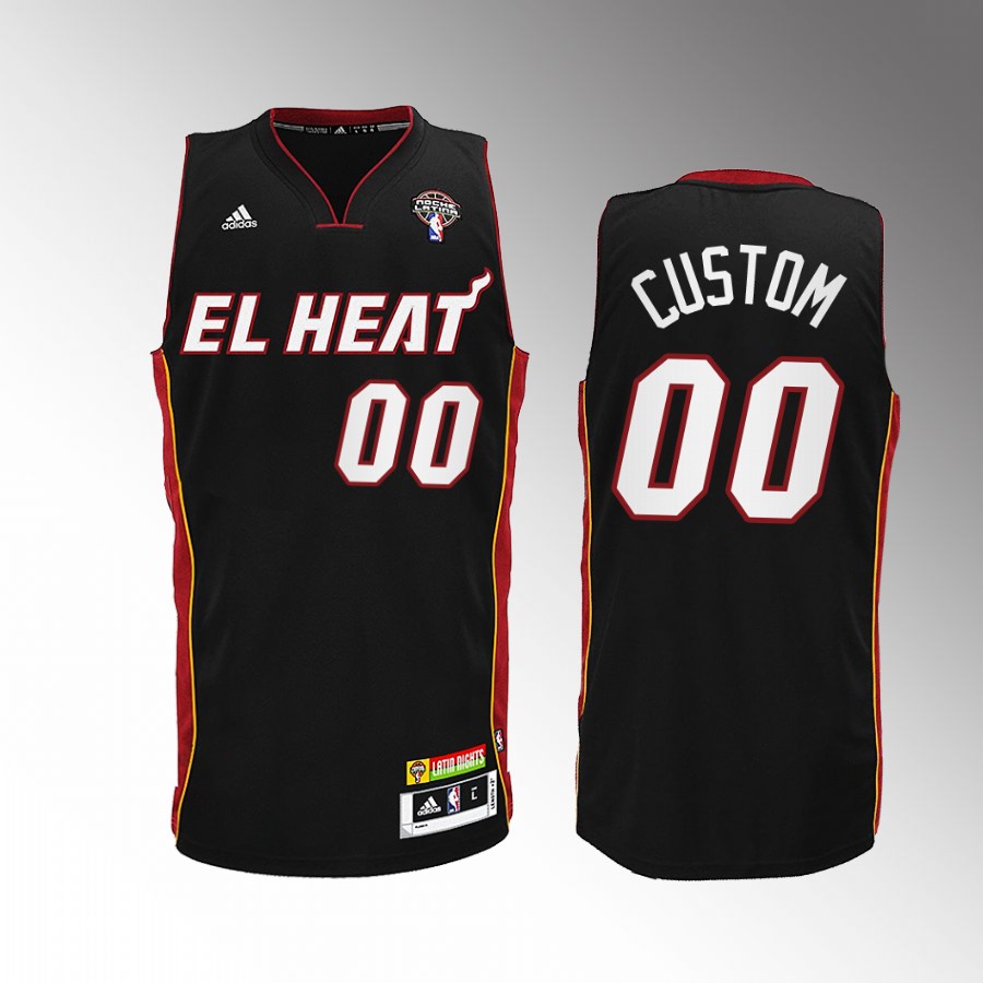 Miami Heat Custom Noche Latina #00 Black Throwback Jersey
