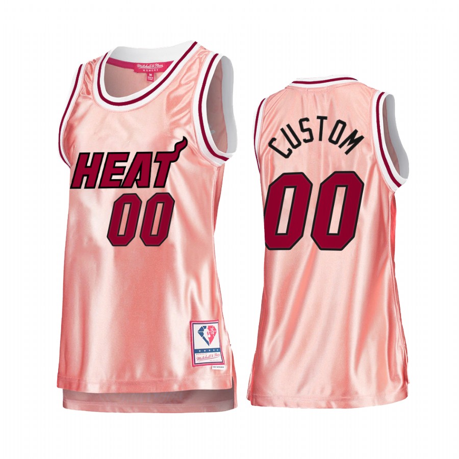 Miami Heat Custom Rose Gold Pink 75th Anniversary Women's Jersey #00